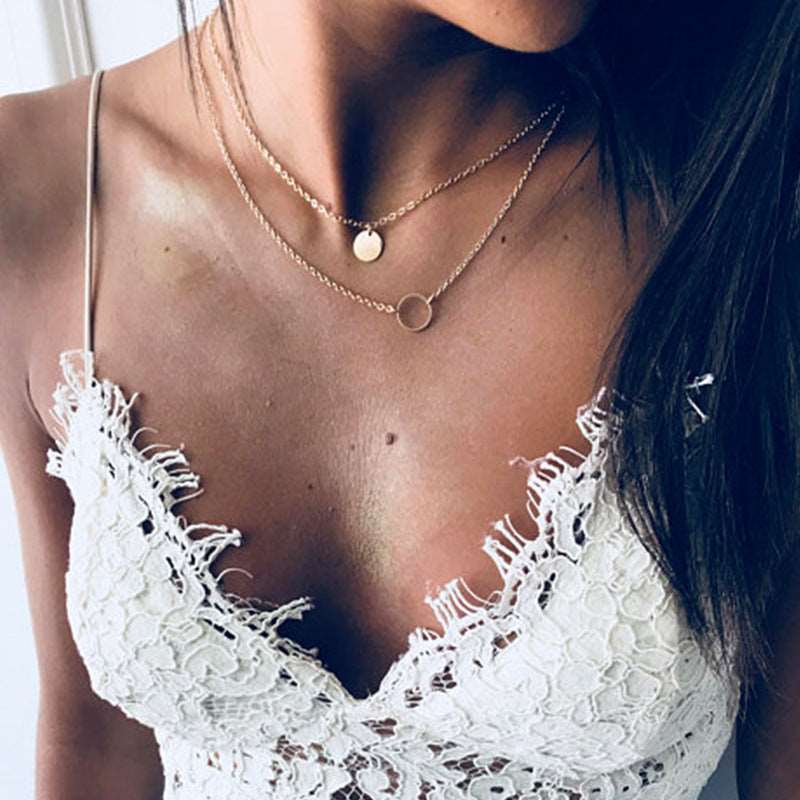 Elegant Layered Gold Pendant Necklace