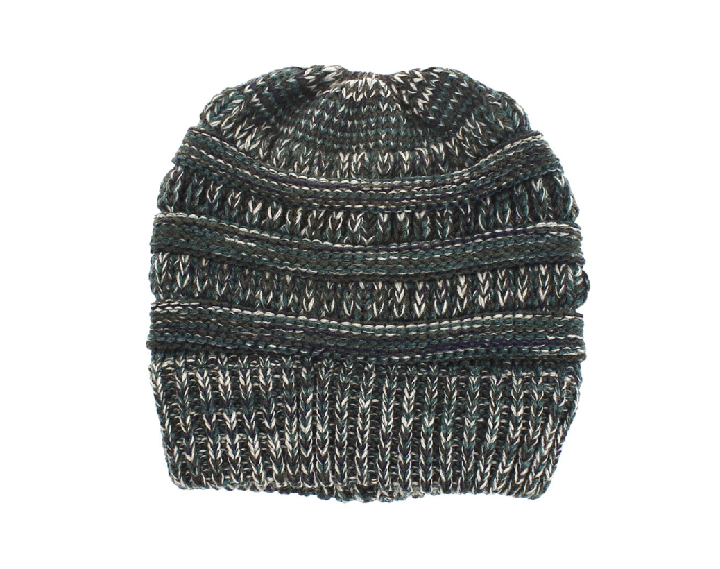 Turquoise knitted hat with hair cover