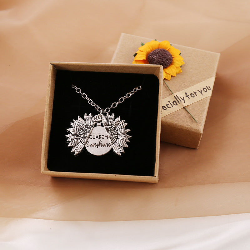 You Are My Sunshine Sunflower Necklace Women