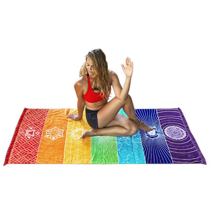 Tapis de yoga de plage avec couverture mandala Bohême Inde