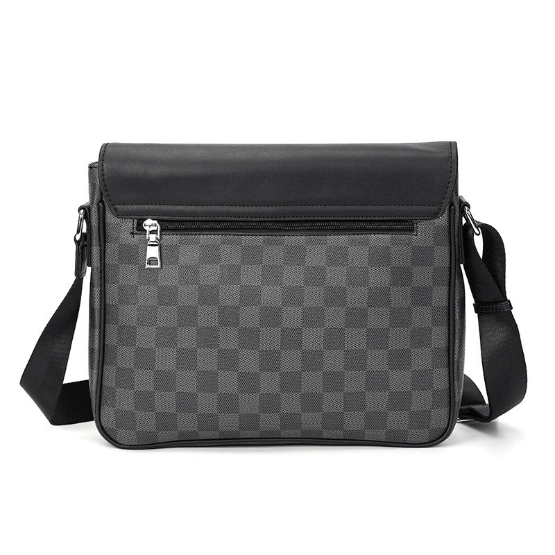 Bolso De Hombro Para Hombre A Cuadros De Cuero