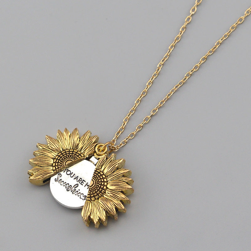 You Are My Sunshine Sunflower Necklace Women