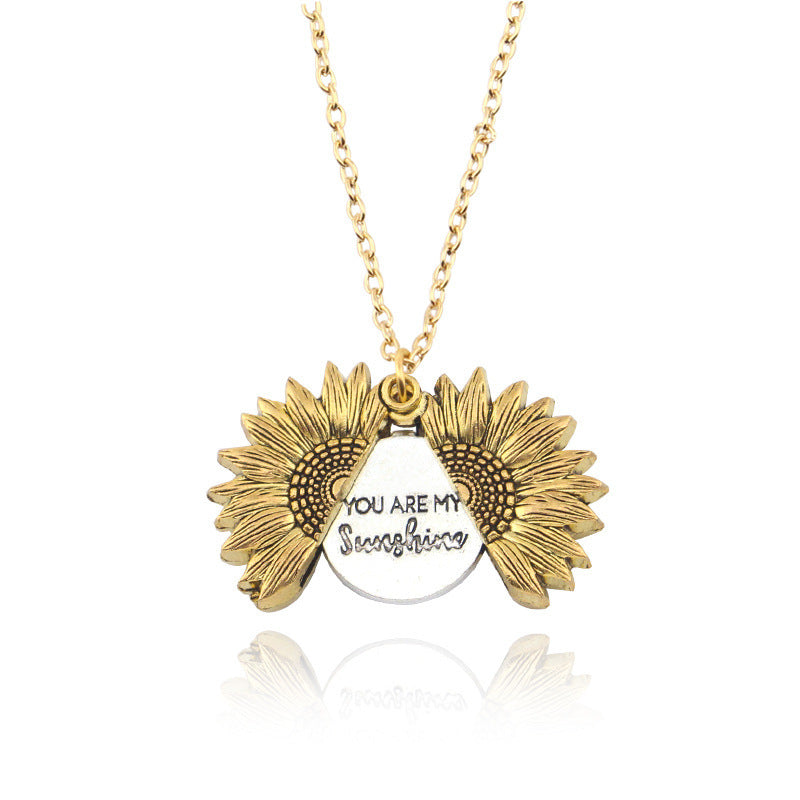 You Are My Sunshine Sunflower Necklace Women