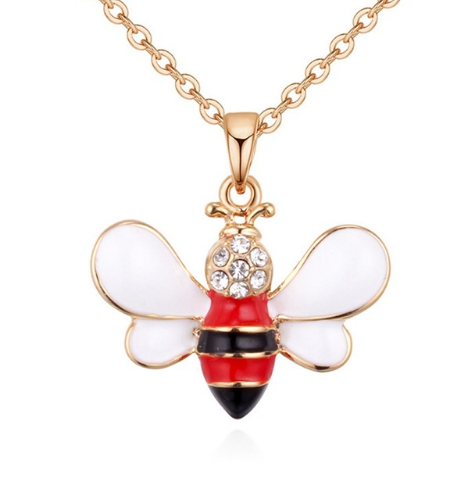 Summer Jewelry Necklace Studded Bee Pendant