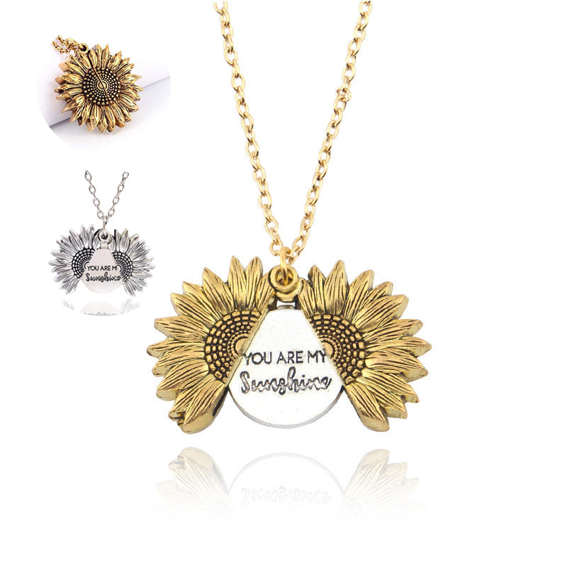 You Are My Sunshine Sunflower Necklace Women