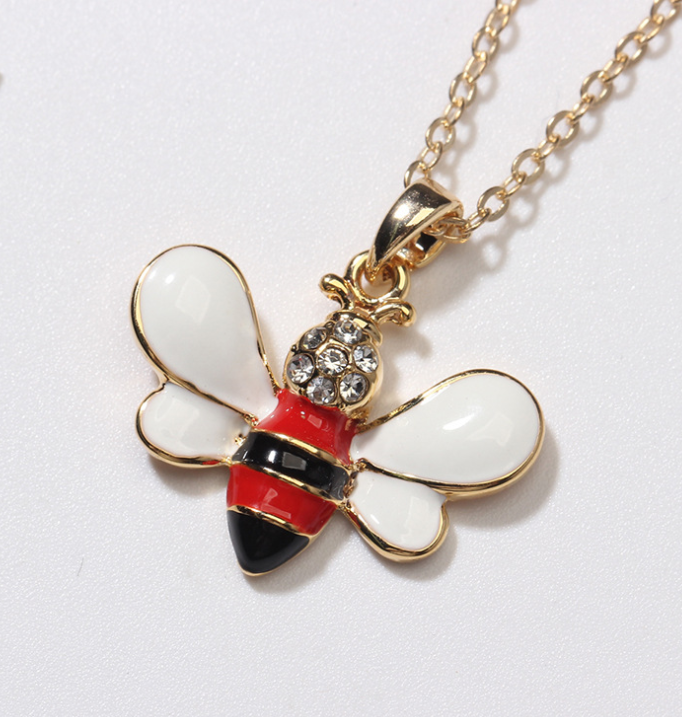 Summer Jewelry Necklace Studded Bee Pendant