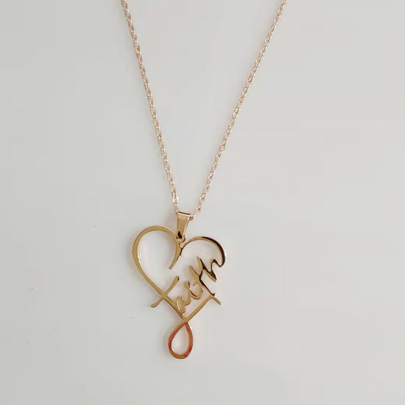 necklace with heart and faith pendant