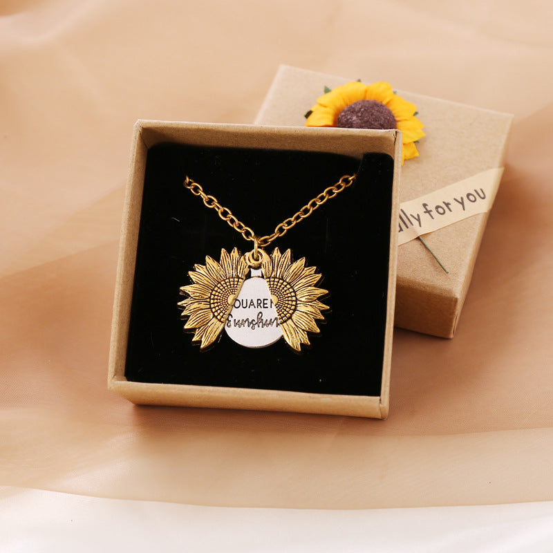 You Are My Sunshine Sunflower Necklace Women