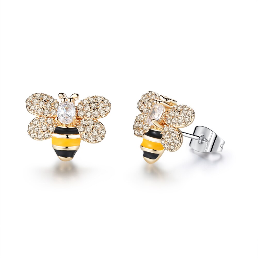 3 styles de boucles d'oreilles coréennes abeille et fleur