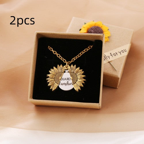 You Are My Sunshine Sunflower Necklace Women