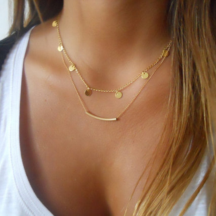 Collar de Lentejuelas con Colgante Grande Estilo Clásico 