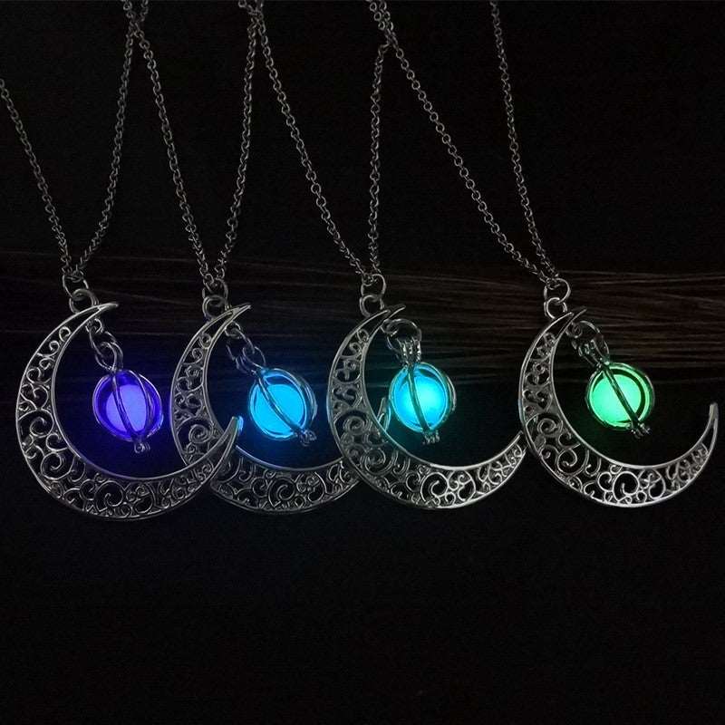 Luminous Crescent Moon Pendant