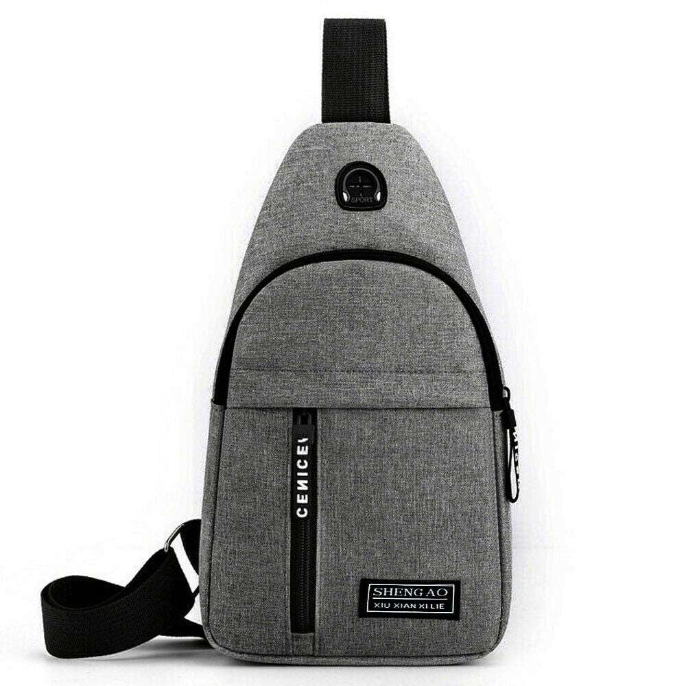 Grey Tactical Chest Bag with Zipper Compartments