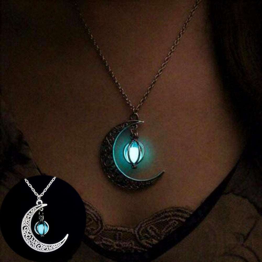 Luminous Crescent Moon Pendant