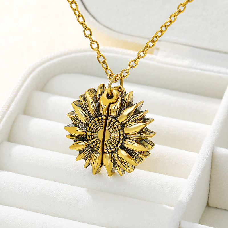 You Are My Sunshine Sunflower Necklace Women