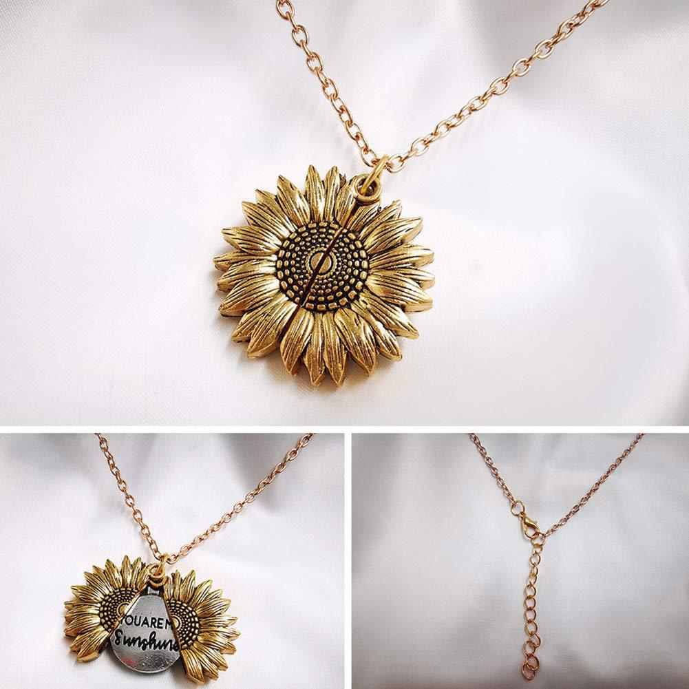 You Are My Sunshine Sunflower Necklace Women