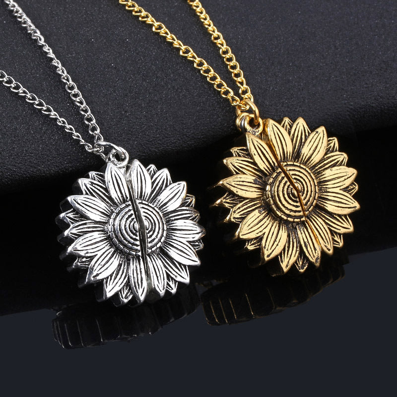 You Are My Sunshine Sunflower Necklace Women