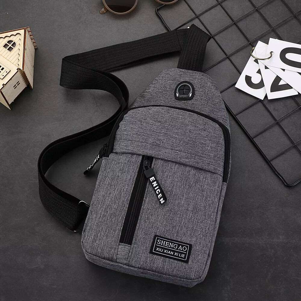 Grey Tactical Chest Bag with Zipper Compartments